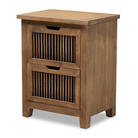 BAXTON STUDIO Clement Oak Finished 2-Drawer Wood Spindle Nightstand 162-10555